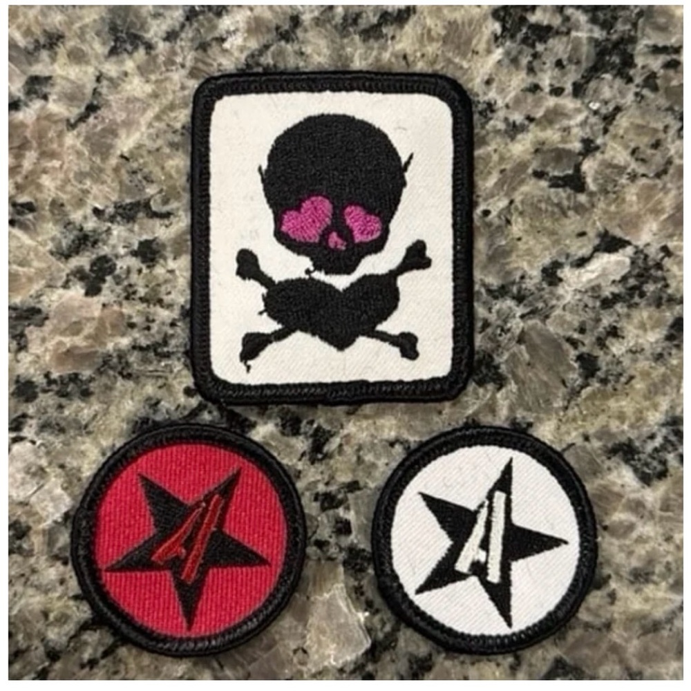 Adeline Street Skull and Star Patches Set Green Day Punk